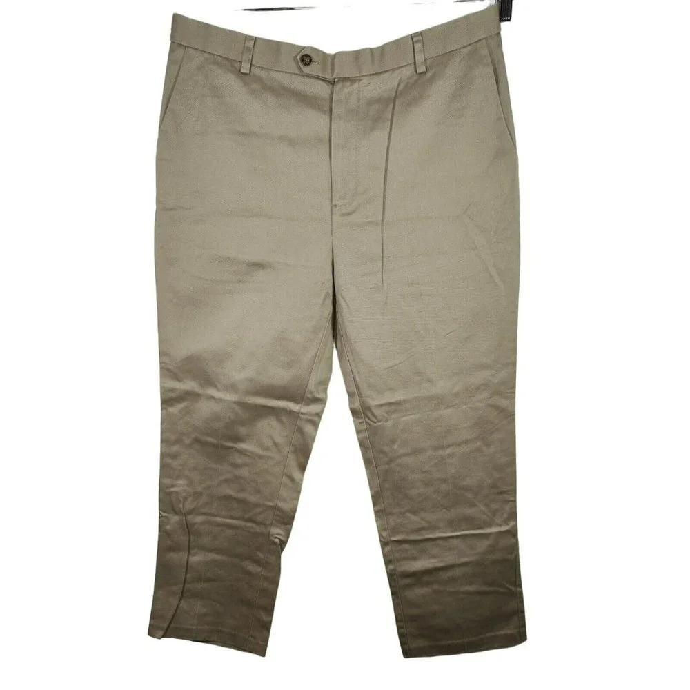 Roundtree and Yorke Khaki Chino Pants Men Size 38 x 29 Comfort Waist Straight